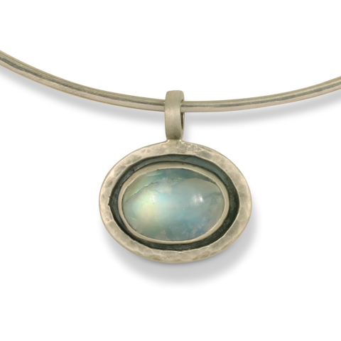 One-of-a-Kind Moonstone Hammered Pendant in