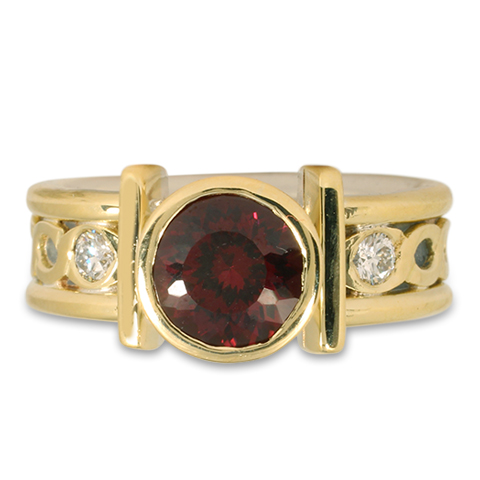 One-of-a-Kind Open Rope Ring with Portuguese Cut Garnet in