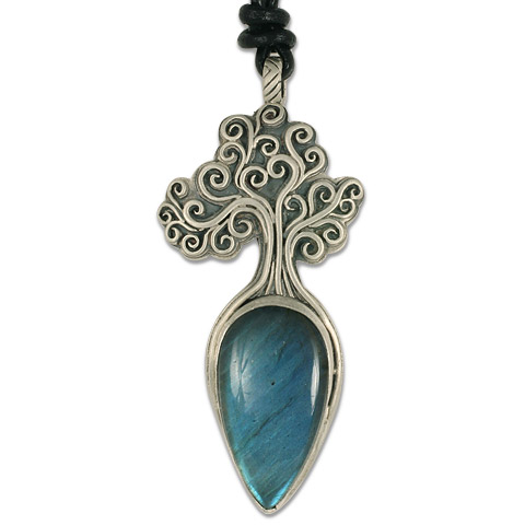One-of-a-Kind Tree of Life Large Pendant with Labradorite in