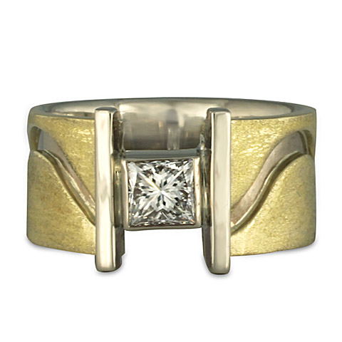 Open River Ring with Princess Diamonds in