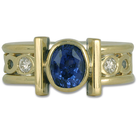 Open Rope Ring with Oval Sapphire in