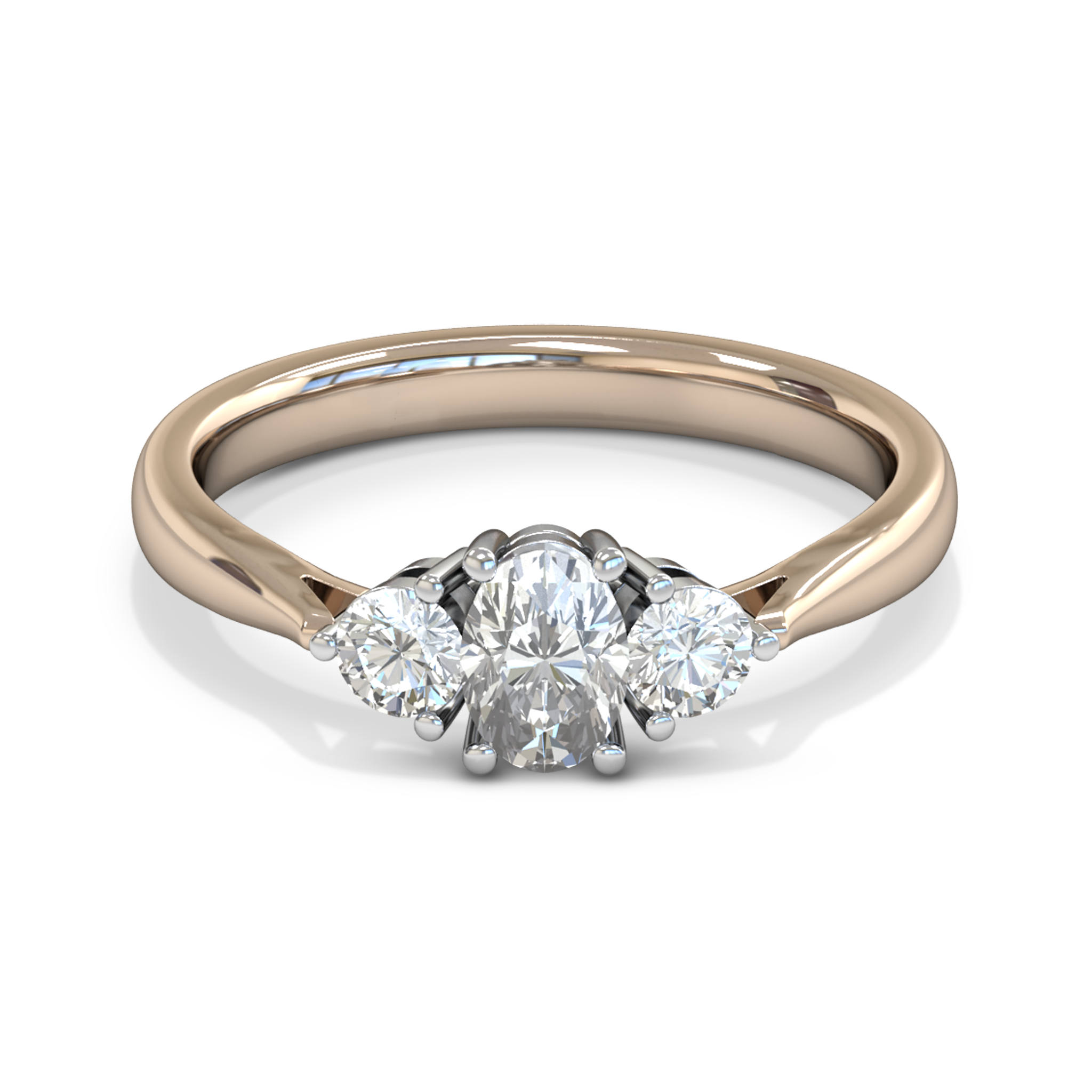 Oval Diamond Trinity Fairtrade Gold Engagement Ring in 18K Rose Fairtrade Gold