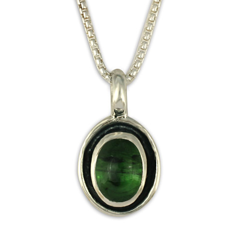 Oval Gem Pendant in Green Tourmaline