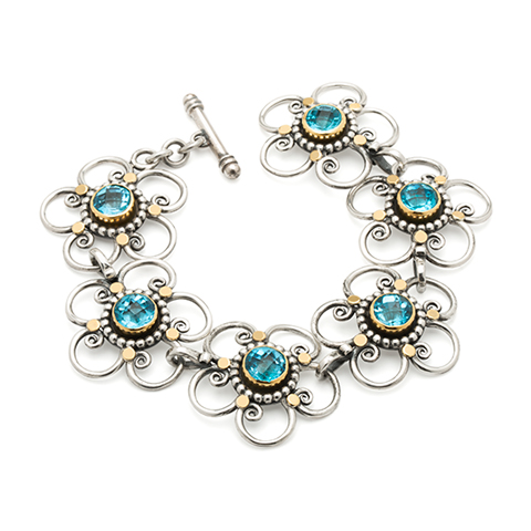 Passion Flower Bracelet in Swiss Blue Topaz