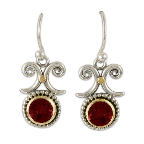 Passion Flower Earrings in Garnet