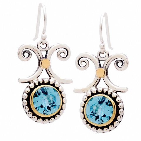 Passion Flower Earrings in Swiss Blue Topaz