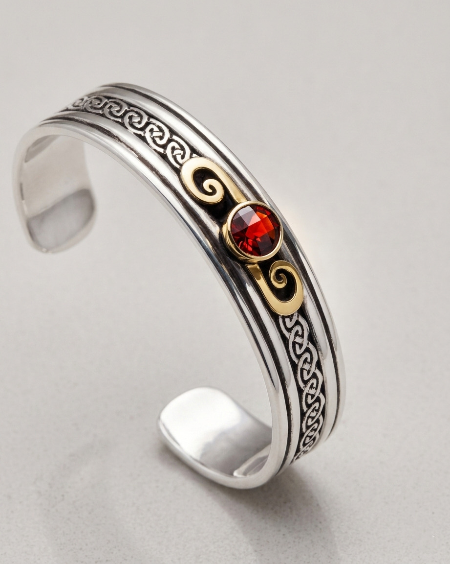 Petra Swirl Cuff Bracelet in Garnet