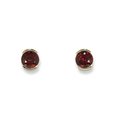 Portuguese Cut Garnet Earrings 14K Gold in