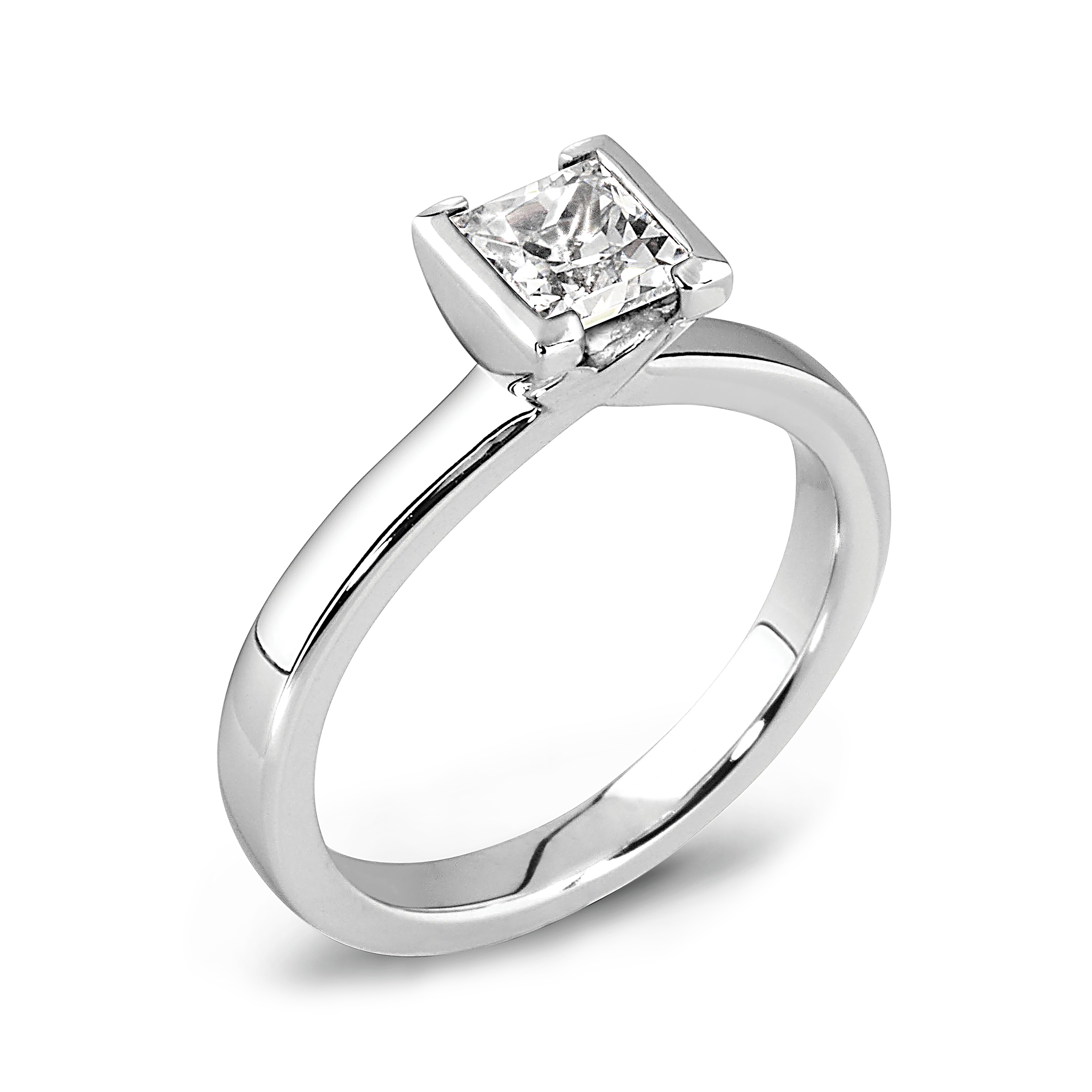 Princess Cut Tension Set Diamond Fairtrade Gold Engagement Ring in 18K White Fairtrade Gold