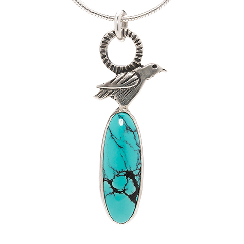 Raven pendant with Turquoise in
