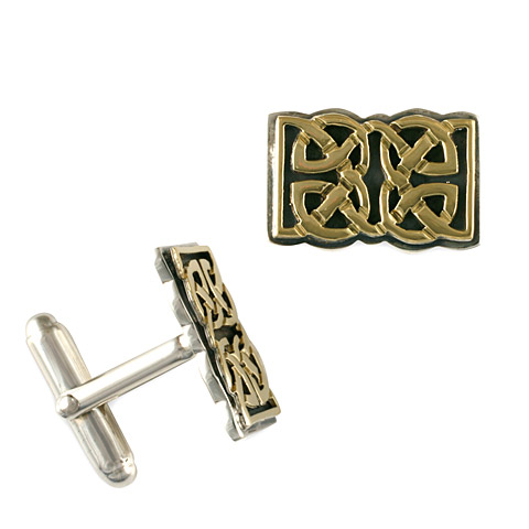 Scroll Cufflinks in 14K Yellow Gold & Sterling Silver