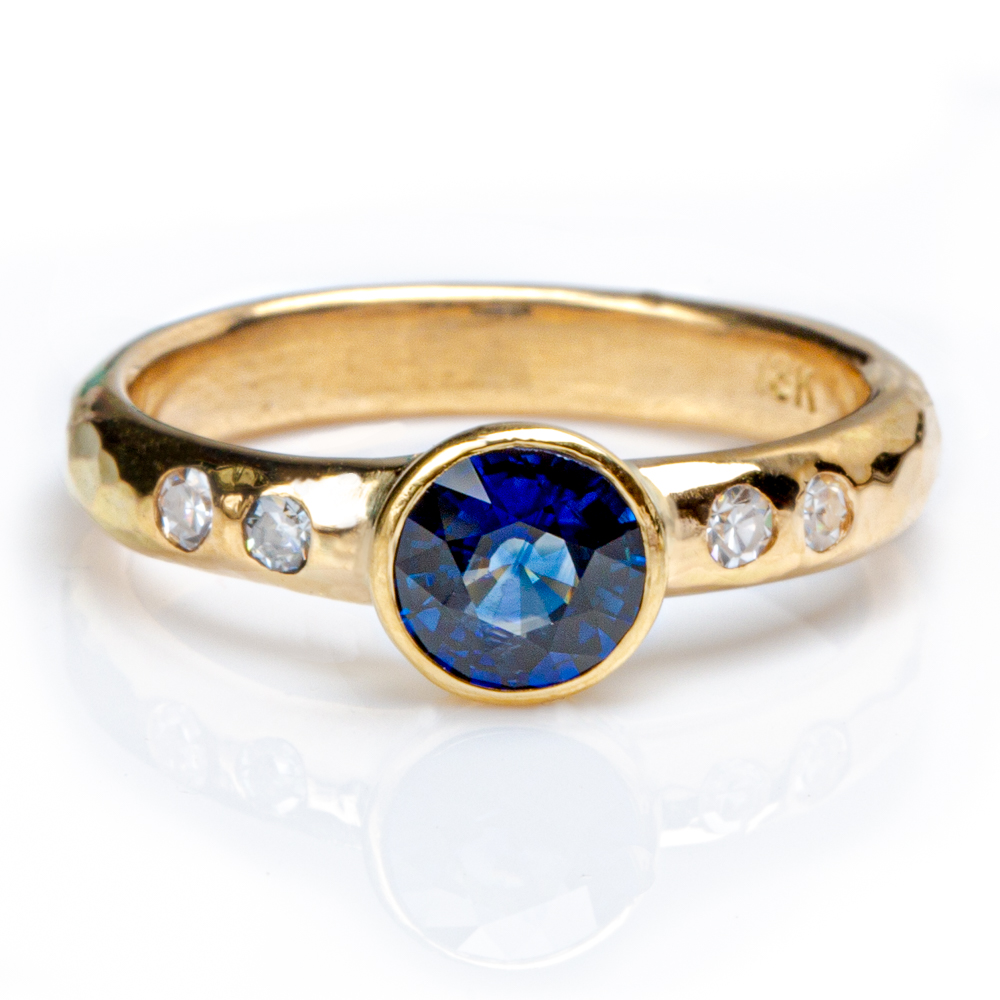 Simplicity Engagement Ring in Sapphire with Hammered Texture