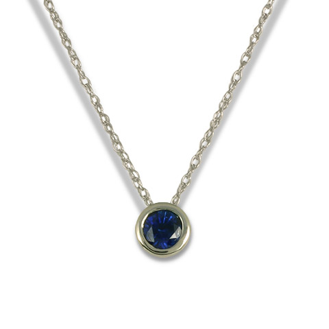 Simplicity Slide Pendant with 5mm Gem in Sapphire