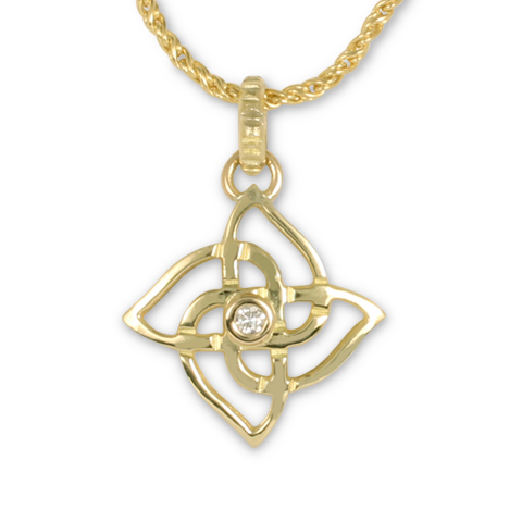 Solid Gold Karasel Pendant with Lab Grown Diamond in