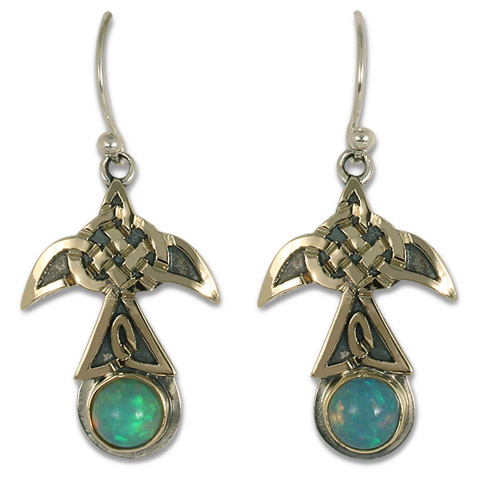 Swallow Earrings with Opal Medium in