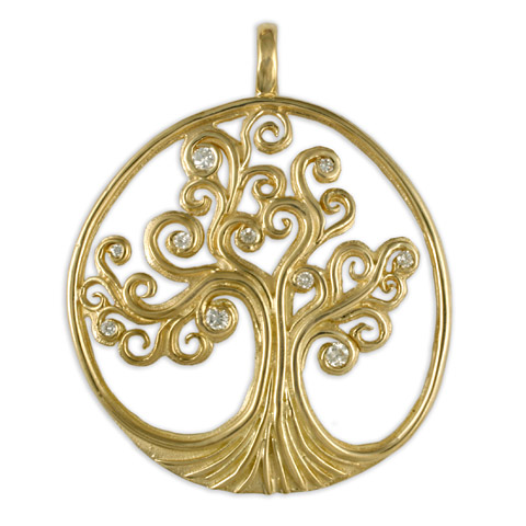 Tree of Life Pendant 18K with Gems in