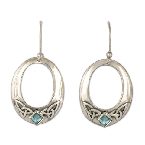 Trinity Hoop Earrings in Blue Topaz