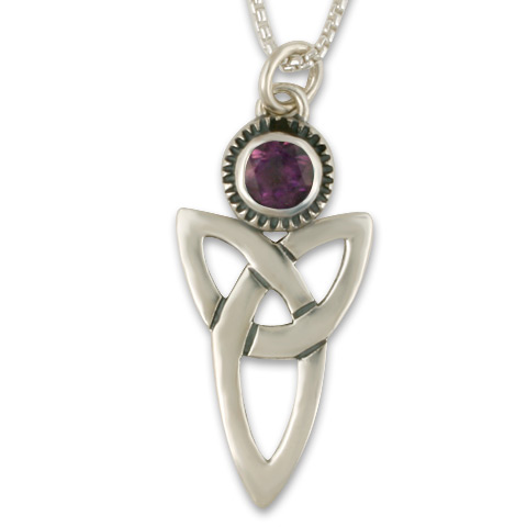 Trinity Pendant with Gem in Amethyst