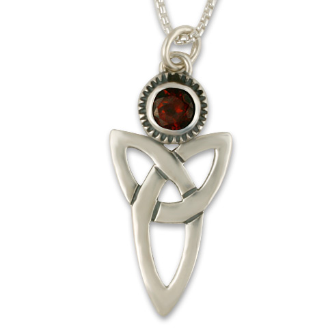 Trinity Pendant with Gem in Garnet