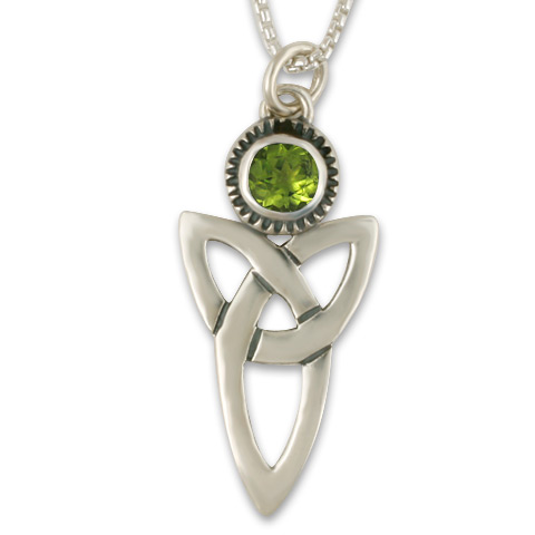 Trinity Pendant with Gem in Peridot