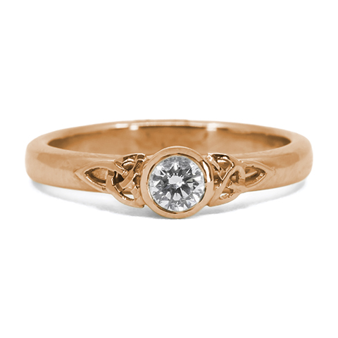 Trinity Solitaire Ring in 14K Rose Gold