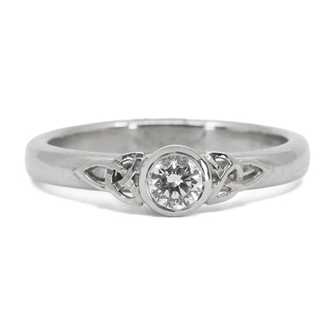 Trinity Solitaire Ring in 14K White Gold