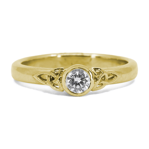 Trinity Solitaire Ring in 14K Yellow Gold