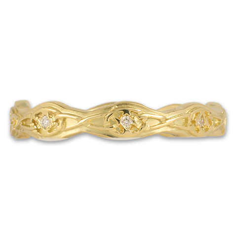 Trinity Twist Wedding Band with Diamonds in Yellow Gold