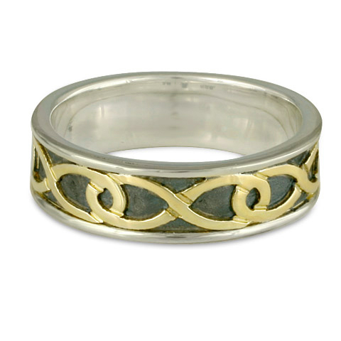 Twinning Infinity Wedding Ring in Sterling Silver Borders & Base w 18K Yellow Gold Center