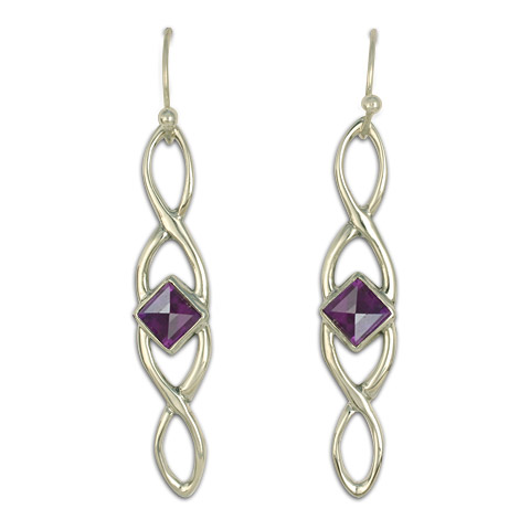 Twist Earrings Long in Amethyst