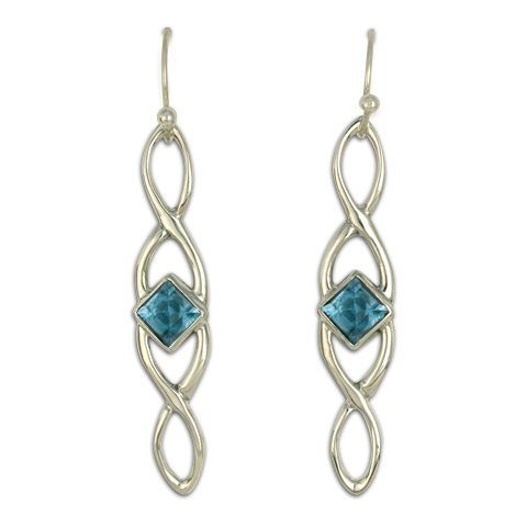 Twist Earrings Long in Swiss Blue Topaz