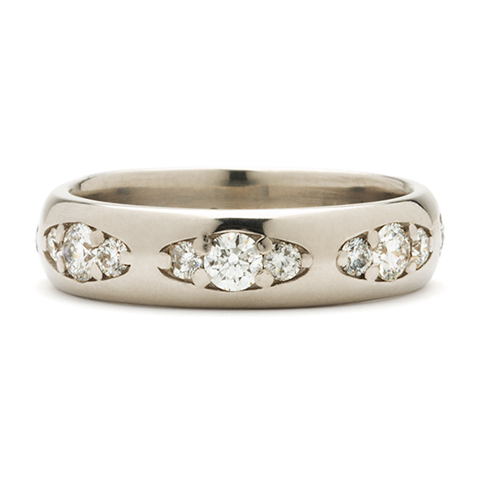Vintage Twenty-One Wedding Ring Wide in 14K White Gold