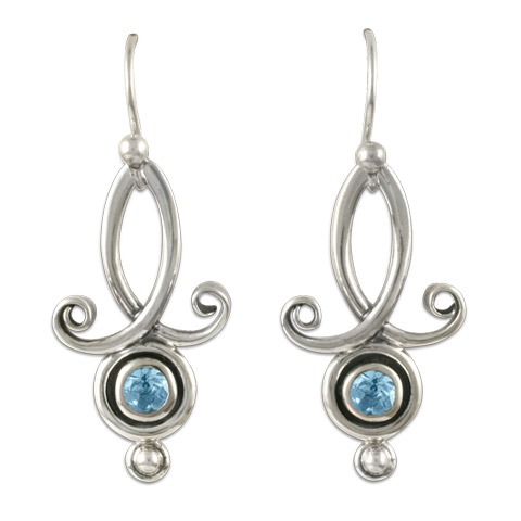 Viola Earrings with Gems in Swiss Blue Topaz