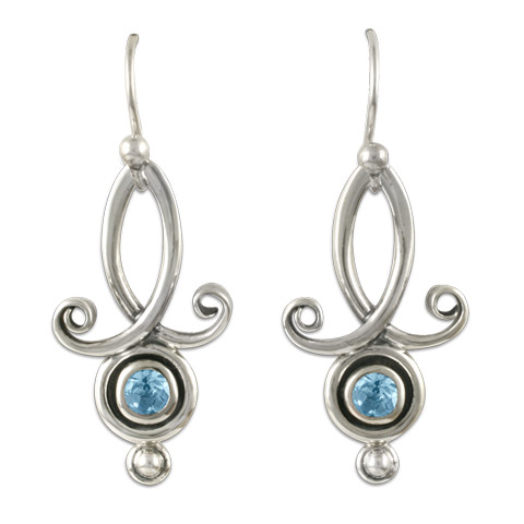 Viola Earrings with Gems in Swiss Blue Topaz