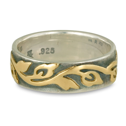 Wide Borderless Flores Wedding Ring Edge in Straight Edge