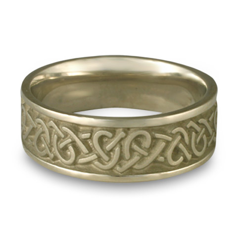 Wide Celtic Hearts Wedding Ring in 14K White Gold