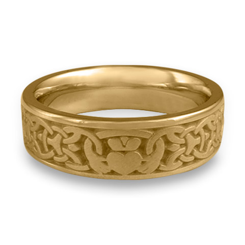 Wide Claddagh Wedding Ring in 14K Yellow Gold