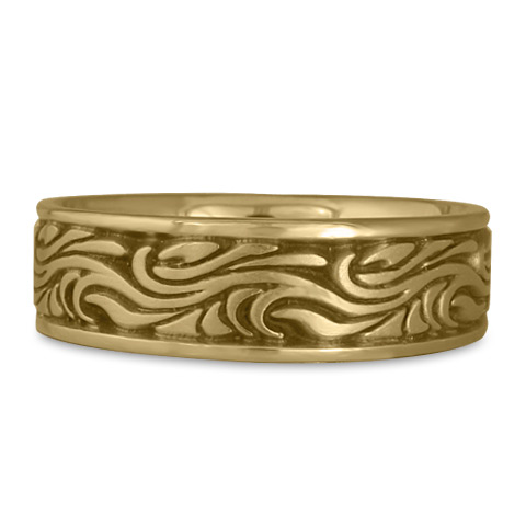 Wide Starry Night Wedding Ring in 14K Yellow Gold