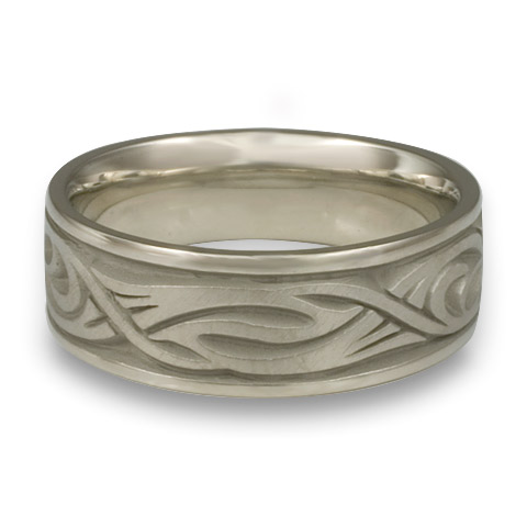 Wide Yin Yang Wedding Ring in 14K White Gold