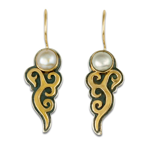 Wind Horse Earrings with Gem in Pearl