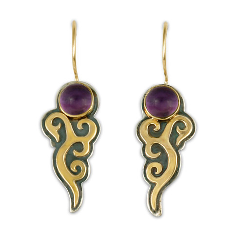 Wind Horse Earrings with Gem in Amethyst