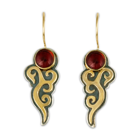 Wind Horse Earrings with Gem in Garnet