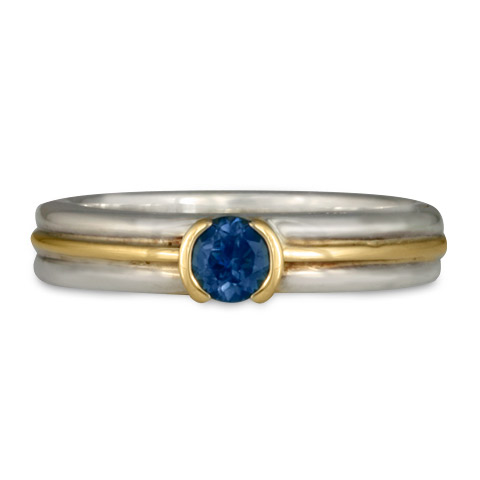 Windsor Engagement Ring in Sterling Silver & 18K Yellow Gold With Sapphire