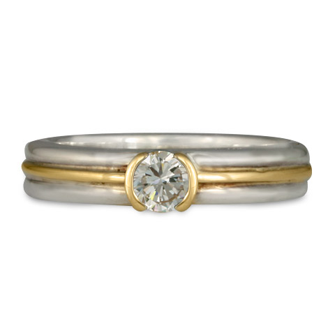 Windsor Engagement Ring in Sterling Silver & 18K Yellow Gold With Diamond