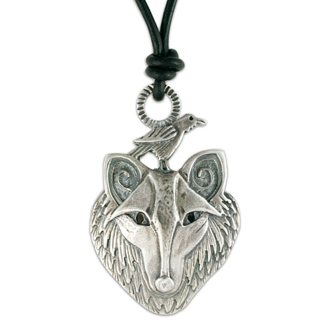 Wolf and Raven Pendant in