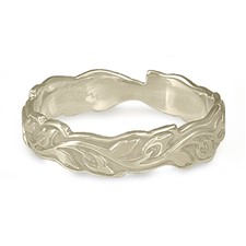 Narrow Borderless Flores Wedding Ring in 14K White Gold