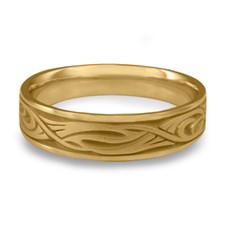 Narrow Yin Yang Wedding Ring in 14K Yellow Gold