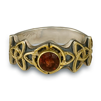 Trinity Ring with Gem in 14K Yellow Gold Design w Sterling Silver Base