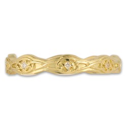 Trinity Twist Wedding Band with Diamonds in 18K Yellow Gold