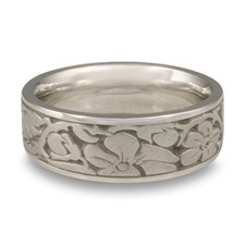 Wide Cherry Blossom Wedding Ring in Platinum